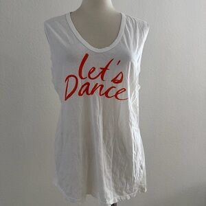 NWOT Sundry 100% Cotton White and Red 'Let's Dance' Tank Top